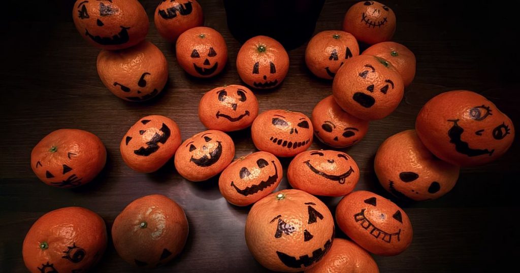 Pumpkin Faces on Mandarian Oranges